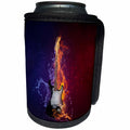 3dRose Sven Herkenrath Abstract - Electric Guitar half Water half Fire Rock Music with dark Background - Can Cooler Bottle Wrap (cc_254420)