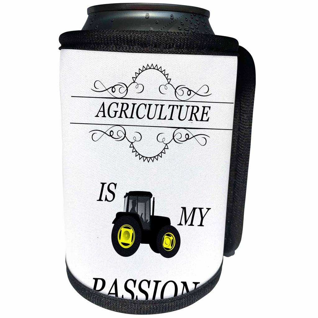 3dRose Sven Herkenrath Quotes - Agriculture Is My Passion Tractor Farm Quote Phrase Trendy Work - Can Cooler Bottle Wrap (cc_254430)