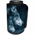 3dRose Sven Herkenrath Animal - Grey Wolves Husky Family Puppy Animal Nature Design Photograph - Can Cooler Bottle Wrap (cc_254435)