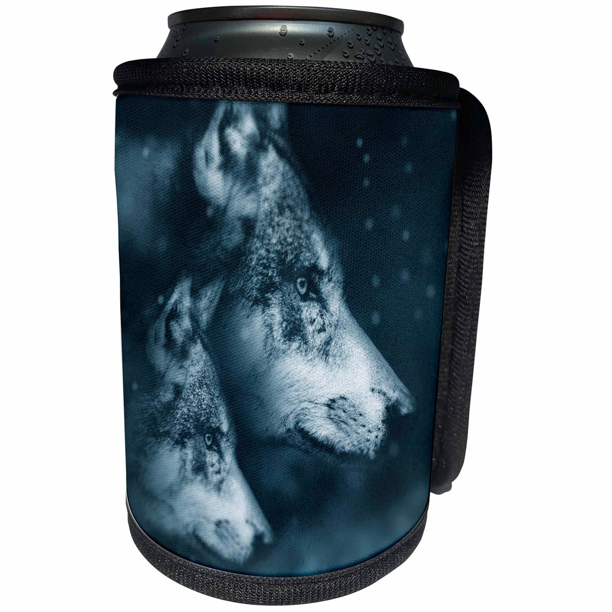 3dRose Sven Herkenrath Animal - Grey Wolves Husky Family Puppy Animal Nature Design Photograph - Can Cooler Bottle Wrap (cc_254435)