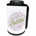 3dRose Sven Herkenrath Letters - Purple and Green Buddha Zen Yoga Letters with white Background - Can Cooler Bottle Wrap (cc_254436)