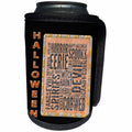 3dRose Beverly Turner Halloween Design - Halloween Words, Haunt, Spooky, Cobweb, Eyeball, Fangs, Witch, Eerie - Can Cooler Bottle Wrap (cc_254442)