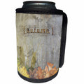 3dRose Beverly Turner Autumn Design - Word Autumn, Fall Leaves on Gray Leaf Background - Can Cooler Bottle Wrap (cc_254443)