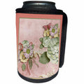3dRose Beverly Turner Flora Design - Pretty Pink and Cream Flowers, Butterfly, Pearls, Rickrack and Lace - Can Cooler Bottle Wrap (cc_254447)
