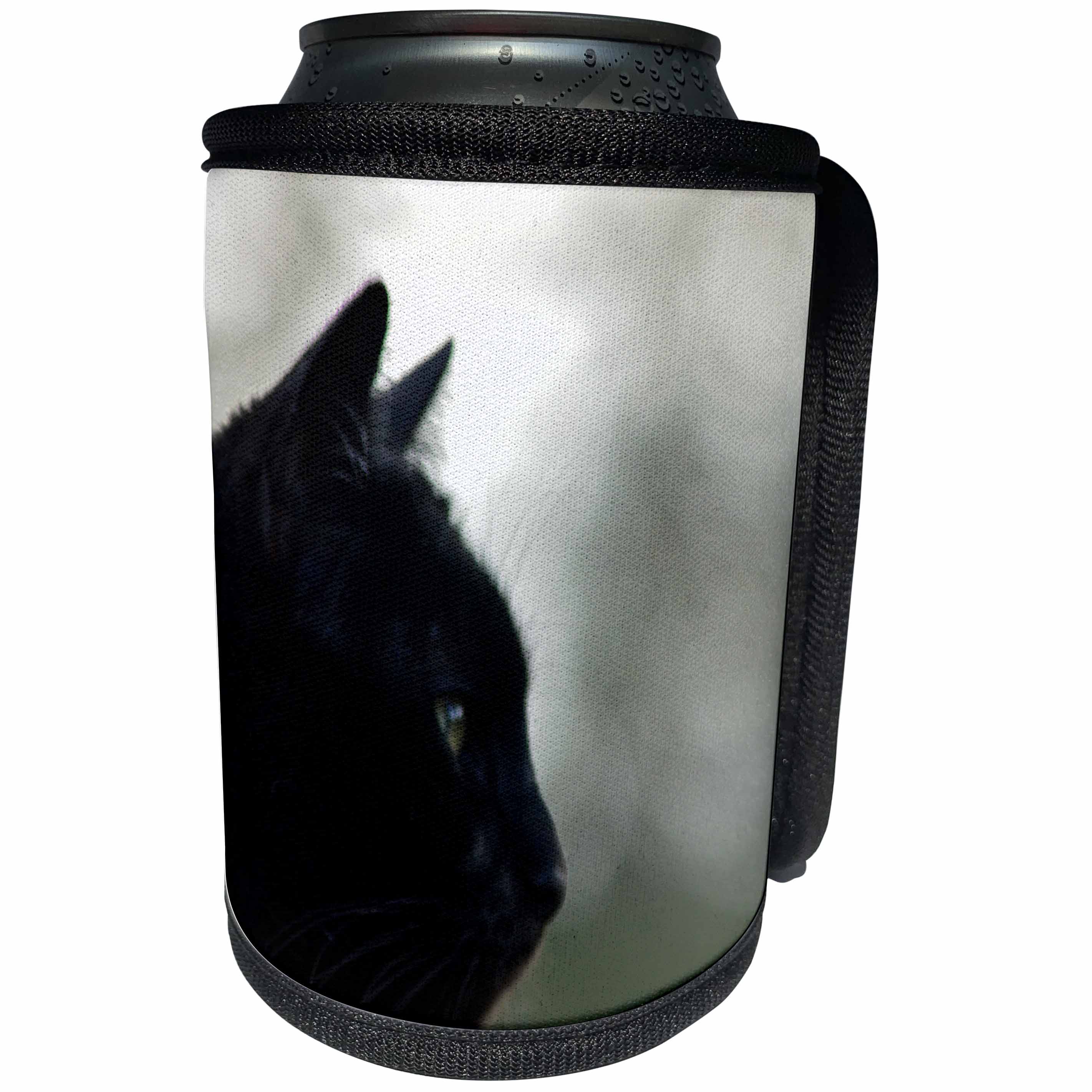 3dRose Beverly Turner Cat Photography - Black Cat Profile - Can Cooler Bottle Wrap (cc_254459)