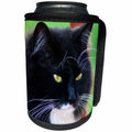 3dRose Beverly Turner Cat Photography - Close up of Black and White Kitty Cat - Can Cooler Bottle Wrap (cc_254461)