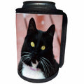 3dRose Beverly Turner Cat Photography - Close up of Bright Eyed Black and White Kitty - Can Cooler Bottle Wrap (cc_254467)