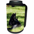 3dRose Beverly Turner Cat Photography - Two Beautiful Alert Black Cat on Green Grass - Can Cooler Bottle Wrap (cc_254493)