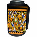 3dRose Beverly Turner Halloween Design - Scarecrows, Sunflowers, and Pumpkins - Can Cooler Bottle Wrap (cc_254507)