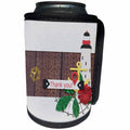 3dRose Beverly Turner Thank you Design - Lighthouse Thank you with Anchor, Compass, and Red Flower - Can Cooler Bottle Wrap (cc_254516)