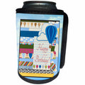 3dRose Beverly Turner Birthday Design - Hot Air Balloons in the Clouds, Happy Birthday on Notebook Paper - Can Cooler Bottle Wrap (cc_254523)