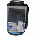 3dRose Beverly Turner Music Design - Music Theme, Violin, Musical Notes, Flowers, Words, Bow, Blue, Purple - Can Cooler Bottle Wrap (cc_254529)