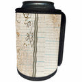 3dRose Beverly Turner Designs - Pretty Leaves on Tan and Blue Graphic Paper Look, Paint Spatters - Can Cooler Bottle Wrap (cc_254536)