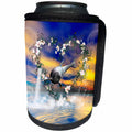 3dRose Heike Köhnen Design Animal Dolphin - Dolphin jumping by a heart made of flowers - Can Cooler Bottle Wrap (cc_254544)