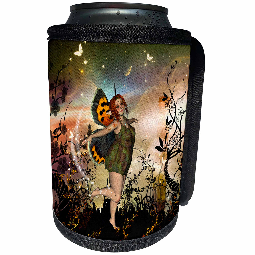 3dRose Heike Köhnen Design Fairies Fairytale - Cute little dancing fairy - Can Cooler Bottle Wrap (cc_254545)