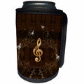 3dRose Heike Köhnen Design Music - Decorative clef with floral elements on dark background with damask - Can Cooler Bottle Wrap (cc_254548)