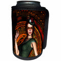 3dRose Heike Köhnen Design Steampunk - Steampunk lady with hat, clocks and gears - Can Cooler Bottle Wrap (cc_254552)