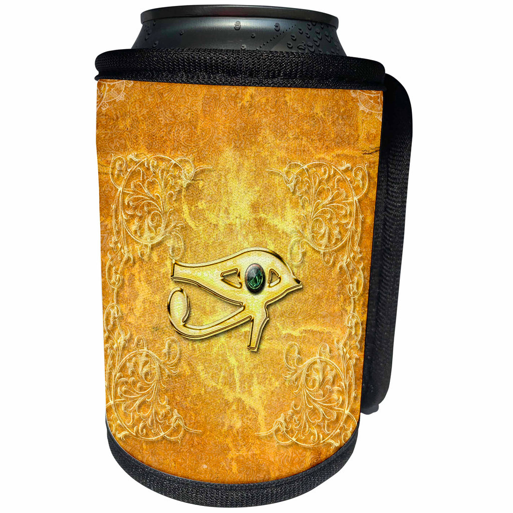 3dRose Heike Köhnen Design Sign Symbol - The all seeing eye with floral elements - Can Cooler Bottle Wrap (cc_254557)