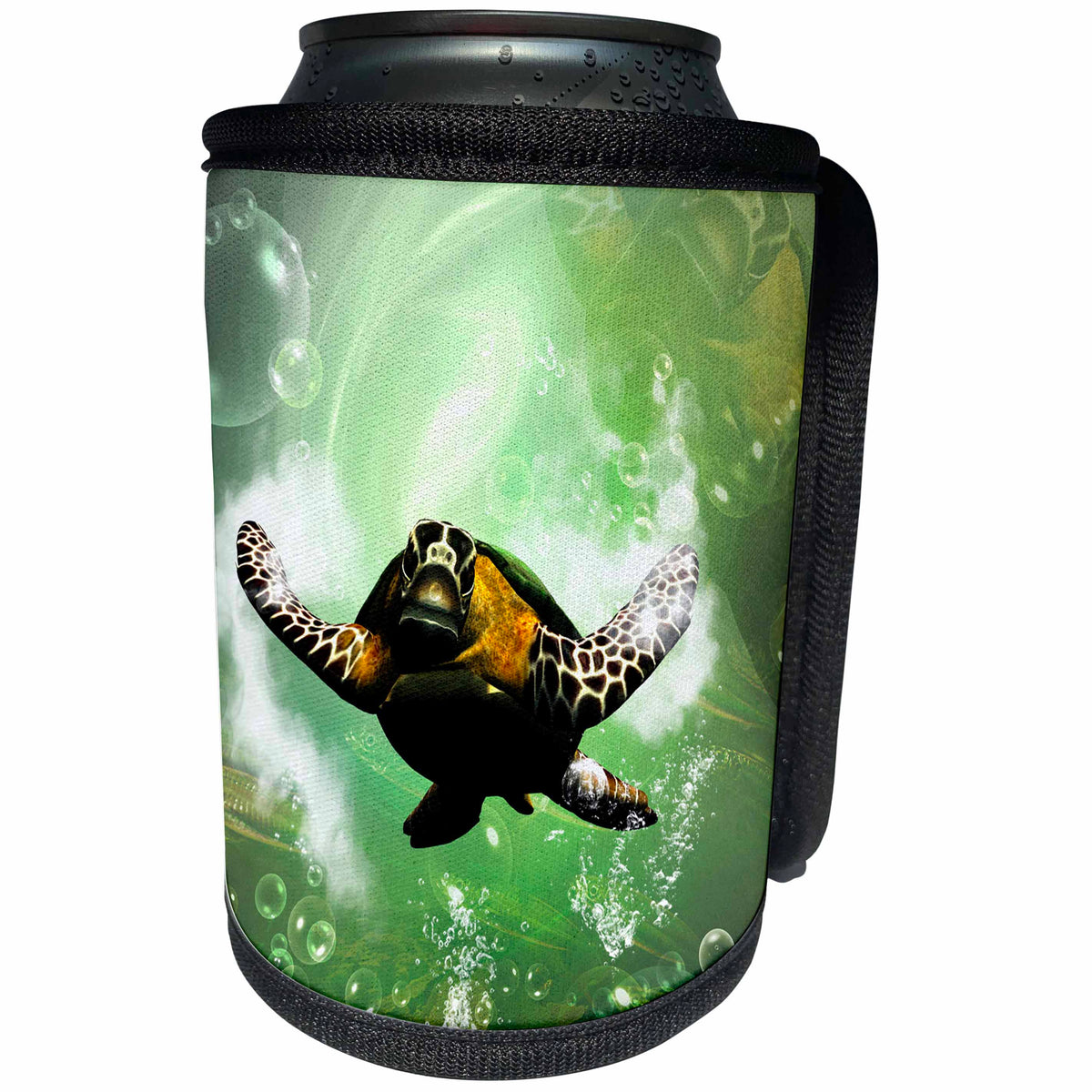3dRose Heike Köhnen Design Sea Life - Underwater world, seaturtle with bubbles - Can Cooler Bottle Wrap (cc_254558)