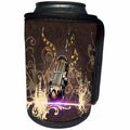 3dRose Heike Köhnen Design Music - Music, golden microphone on brown vintage background - Can Cooler Bottle Wrap (cc_254559)