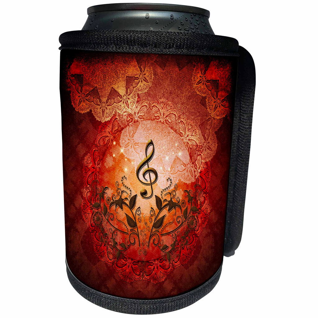 3dRose Heike Köhnen Design Music - Music clef in wonderful antique design - Can Cooler Bottle Wrap (cc_254573)