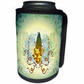 3dRose Heike Köhnen Design Sport - Surfing surfboard with flowers and grunge - Can Cooler Bottle Wrap (cc_254574)