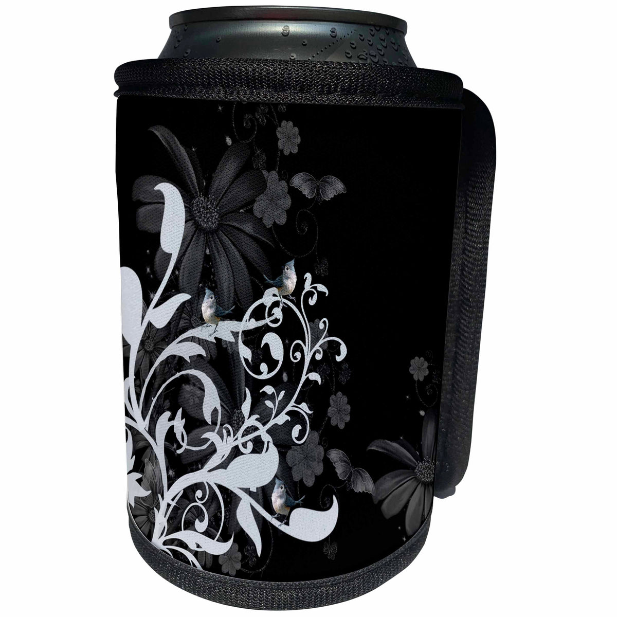 3dRose Heike Köhnen Design Decorative - Wonderful floral design with birds - Can Cooler Bottle Wrap (cc_254585)