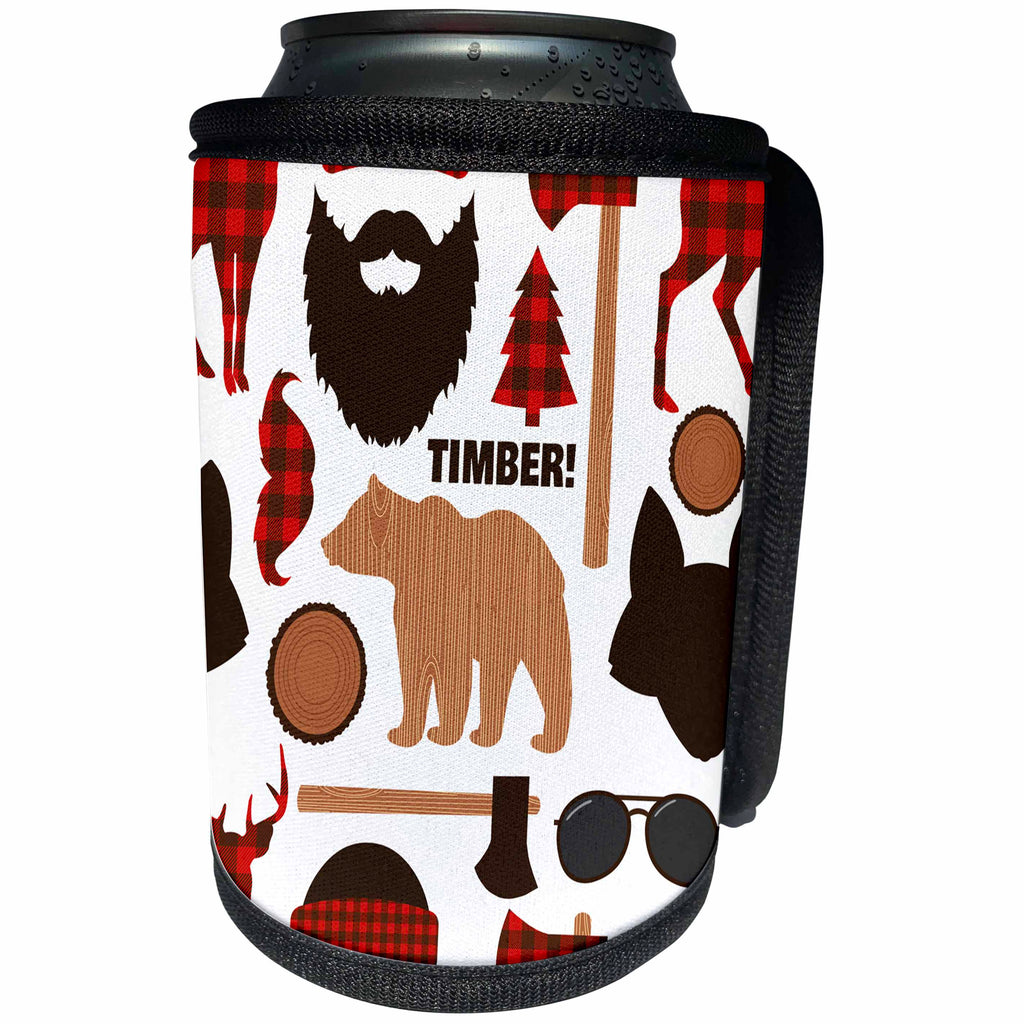 3dRose Janna Salak Designs Prints and Patterns - Lumberjack Design - Can Cooler Bottle Wrap (cc_254589)