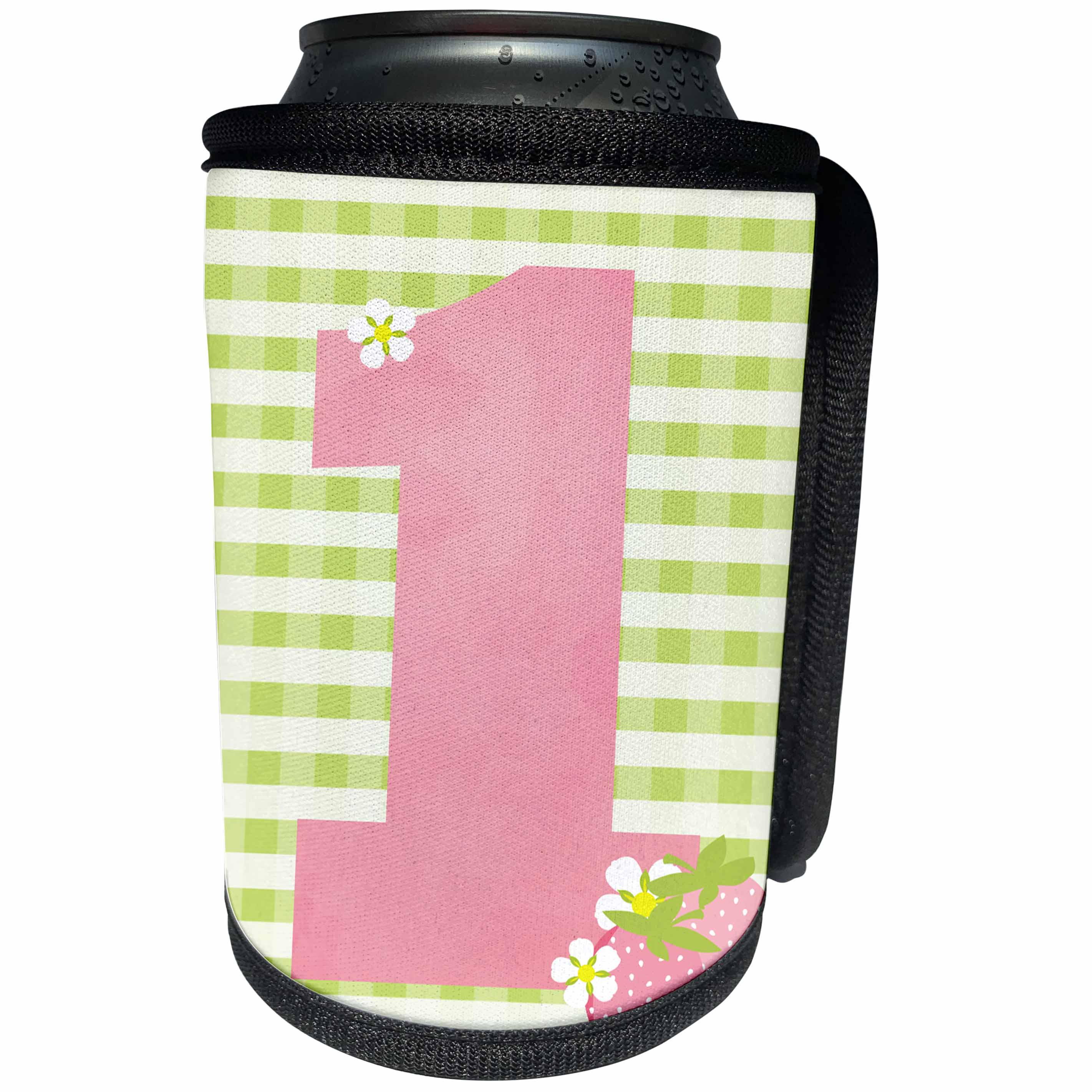 3dRose Janna Salak Designs Kids Stuff - First Birthday Strawberry - Can Cooler Bottle Wrap (cc_254591)