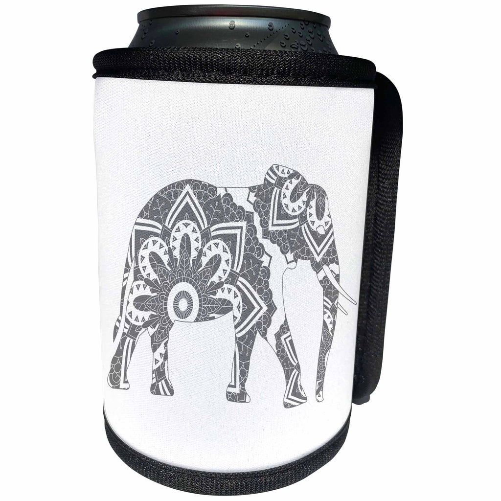 3dRose Janna Salak Designs Mandala Animals - Mandala Elephant - Can Cooler Bottle Wrap (cc_254594)