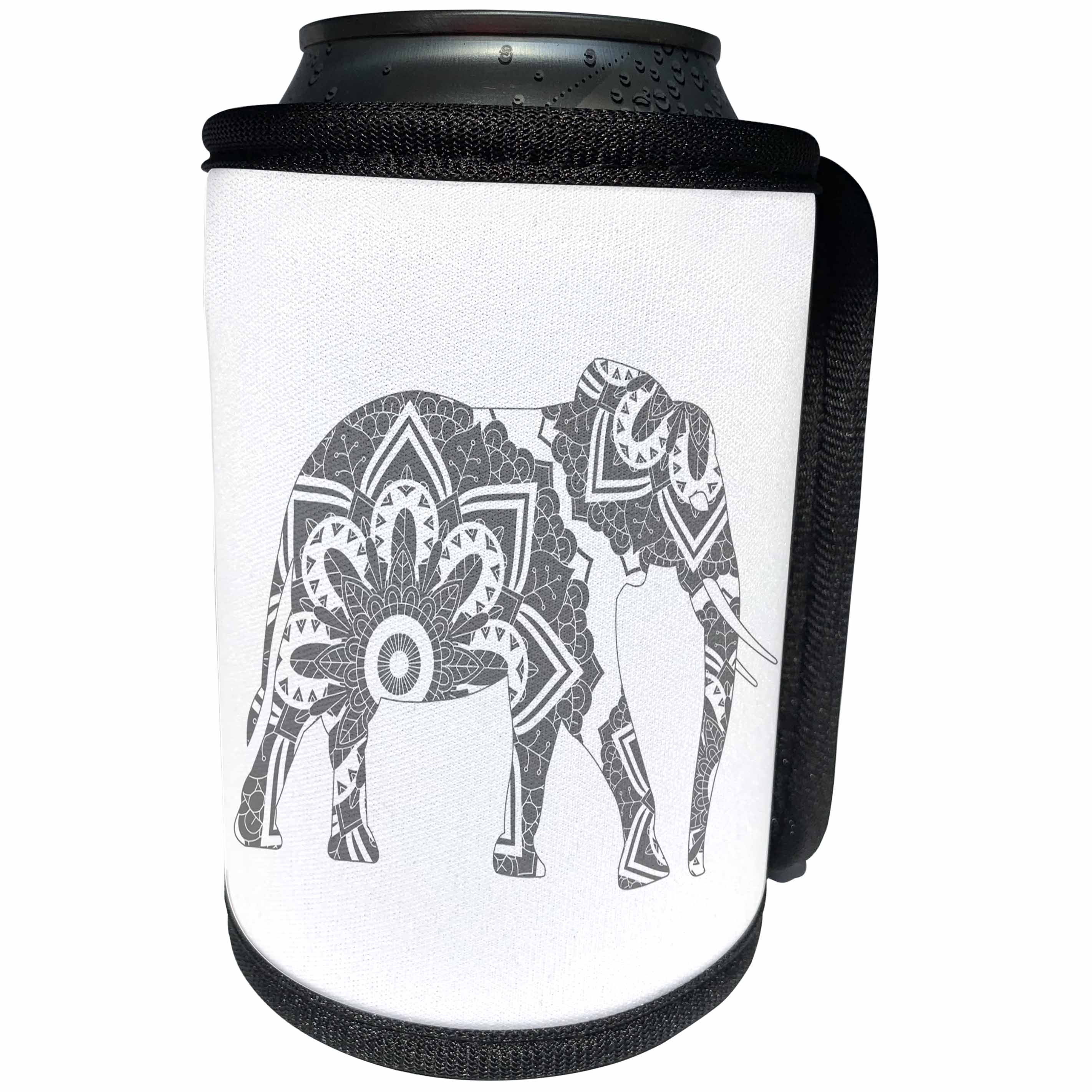 3dRose Janna Salak Designs Mandala Animals - Mandala Elephant - Can Cooler Bottle Wrap (cc_254594)