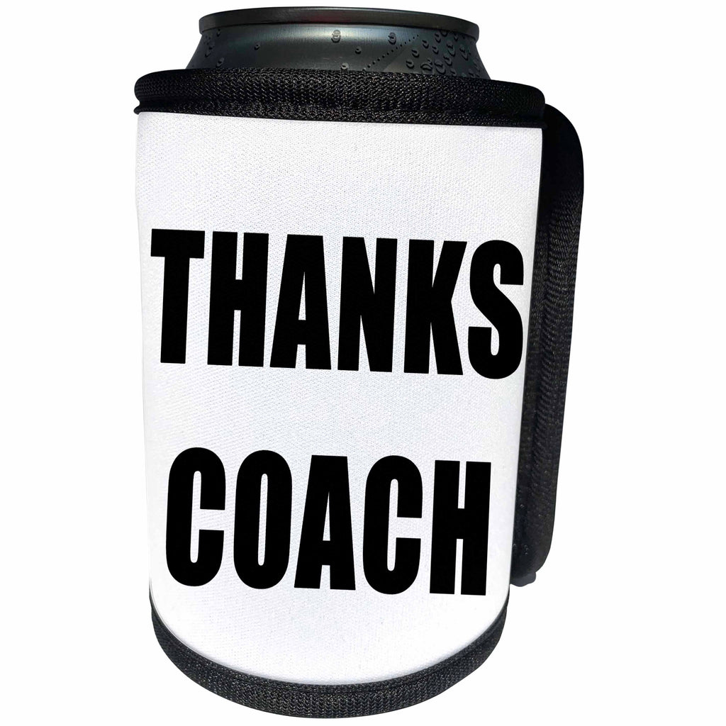 3dRose EvaDane - Quotes - Thanks Coach Black - Can Cooler Bottle Wrap (cc_254611)