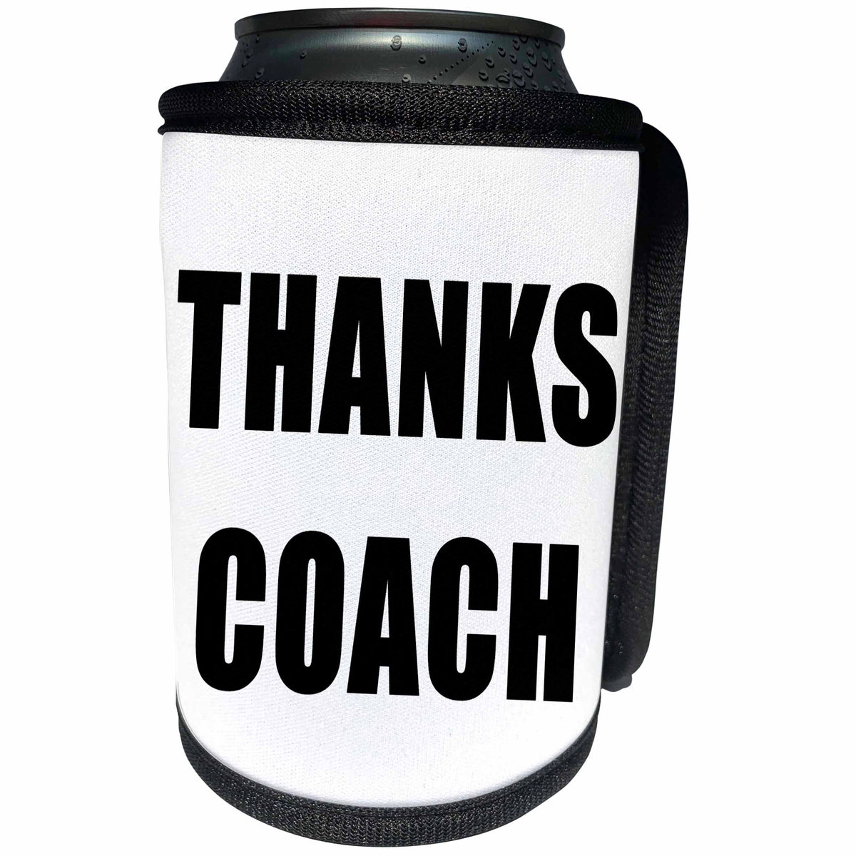 3dRose EvaDane - Quotes - Thanks Coach Black - Can Cooler Bottle Wrap (cc_254611)