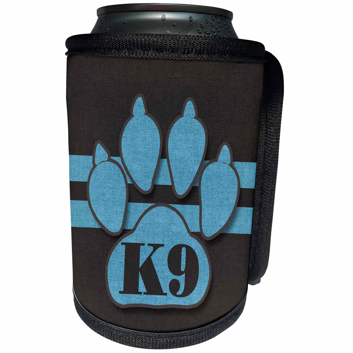 3dRose Doreen Erhardt Dogs - K9 in a Blue and Brown Dog Paw for Pet Lovers - Can Cooler Bottle Wrap (cc_254743)