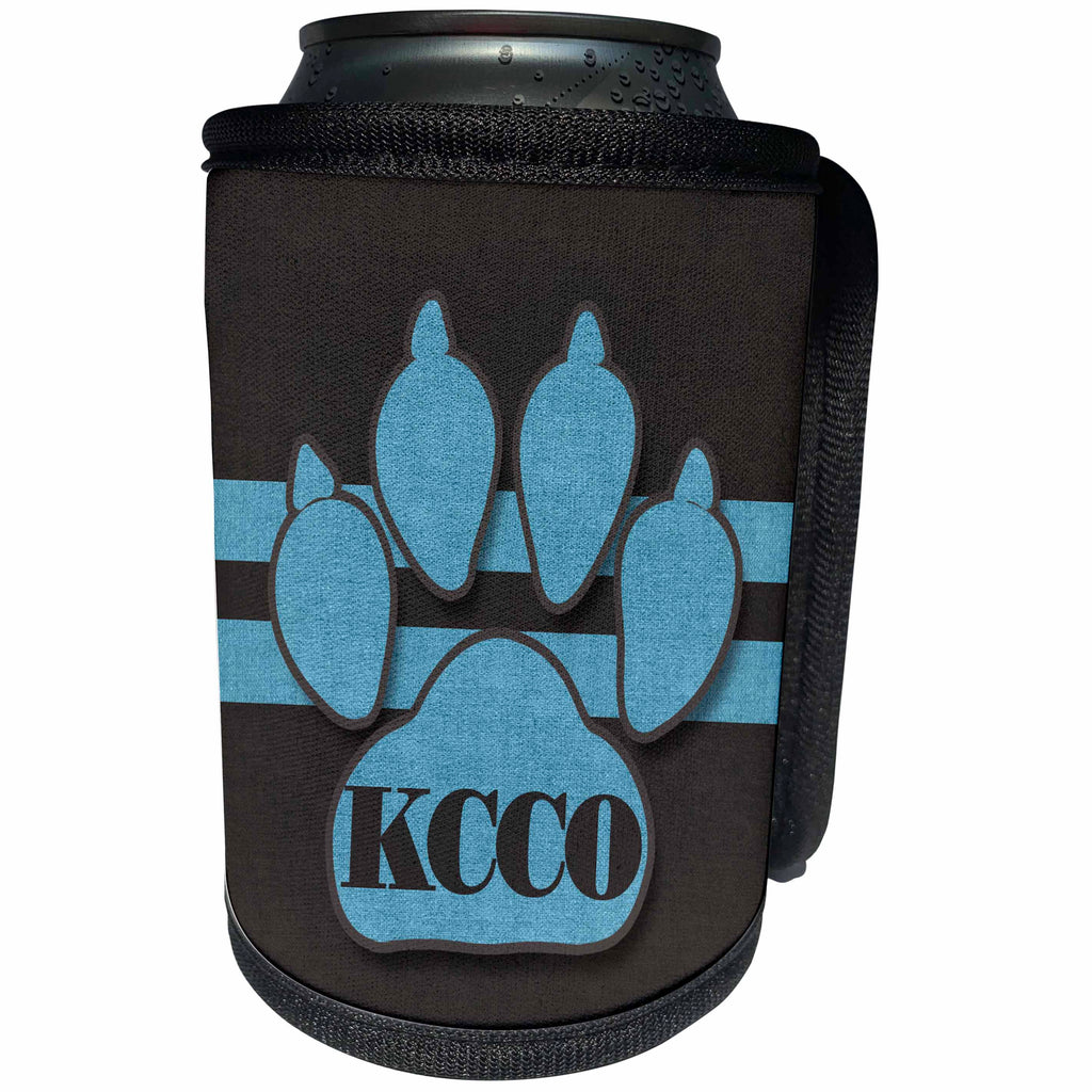 3dRose Doreen Erhardt Social Media - Keep Calm and Carry On Texting Fun for Dog Lovers in Blue and Brown - Can Cooler Bottle Wrap (cc_254744)