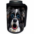 3dRose Doreen Erhardt Dogs - Funny Gray Haired Old Dog with Reading Glasses Painted and Morphed - Can Cooler Bottle Wrap (cc_254755)