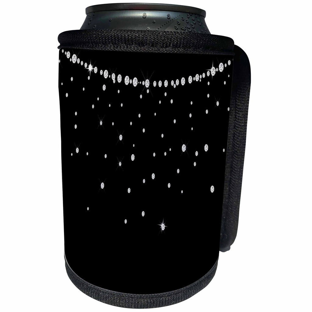 3dRose Anne Marie Baugh - Jewel and Sparkle - Faux Diamond Strand and Falling Diamonds - Can Cooler Bottle Wrap (cc_254789)