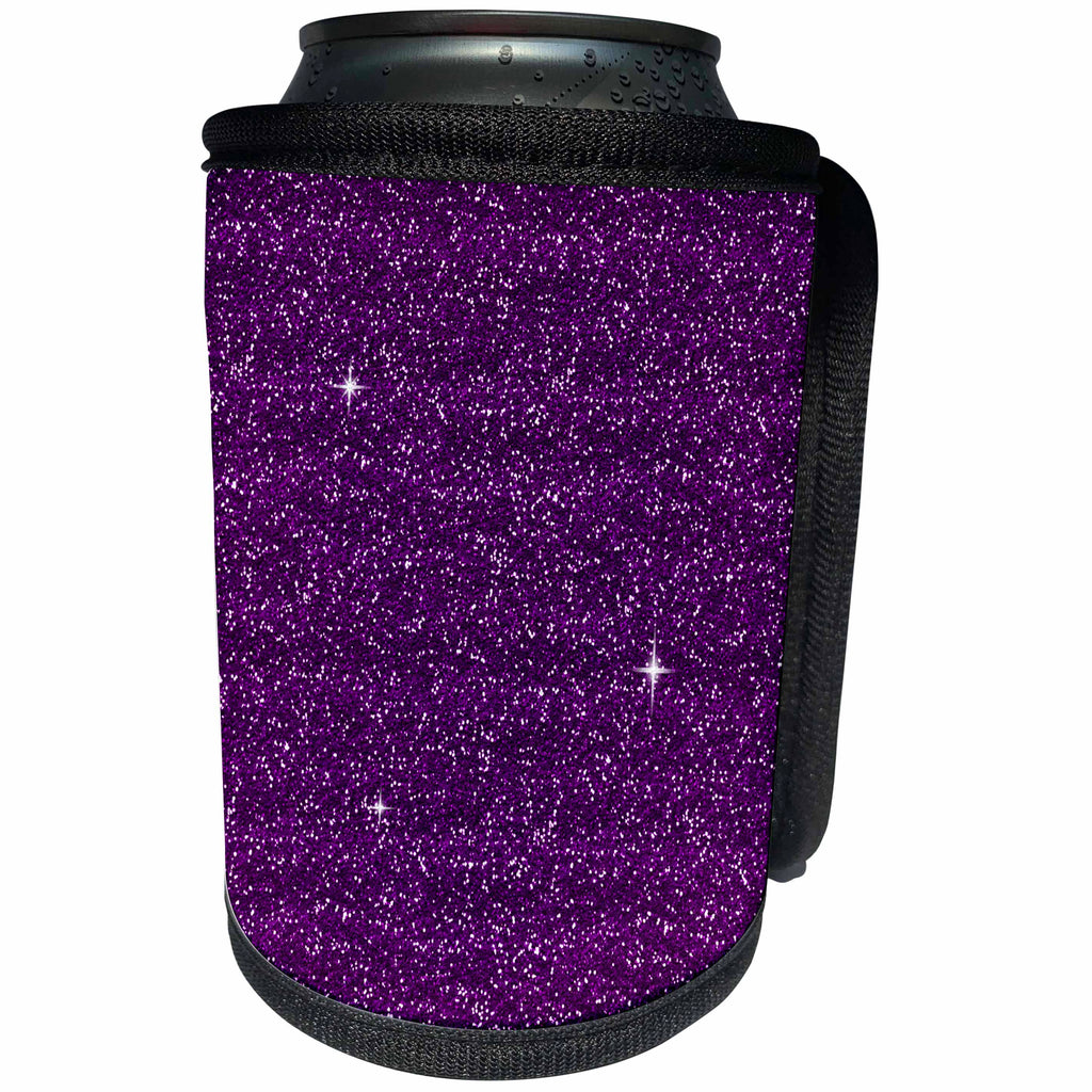 3dRose Anne Marie Baugh - Glitter - Purple Faux Printed Glitter - Can Cooler Bottle Wrap (cc_254792)