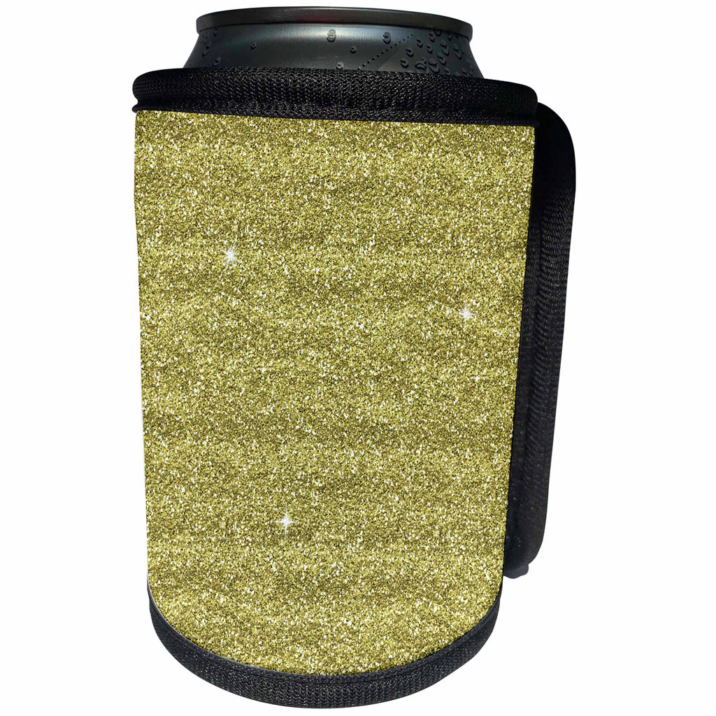 3dRose Anne Marie Baugh - Glitter - Gold Faux Printed Glitter - Can Cooler Bottle Wrap (cc_254794)