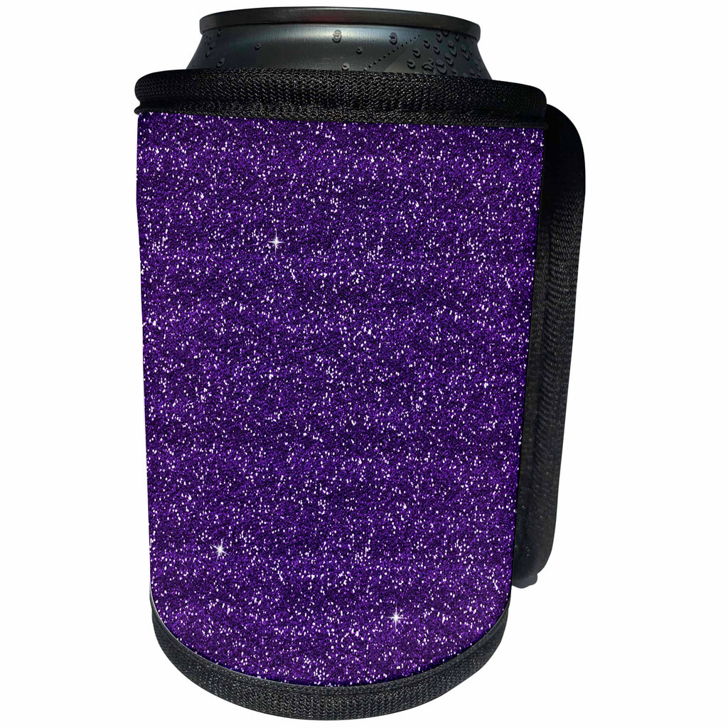 3dRose Anne Marie Baugh - Glitter - Purple Faux Printed Glitter - Can Cooler Bottle Wrap (cc_254796)