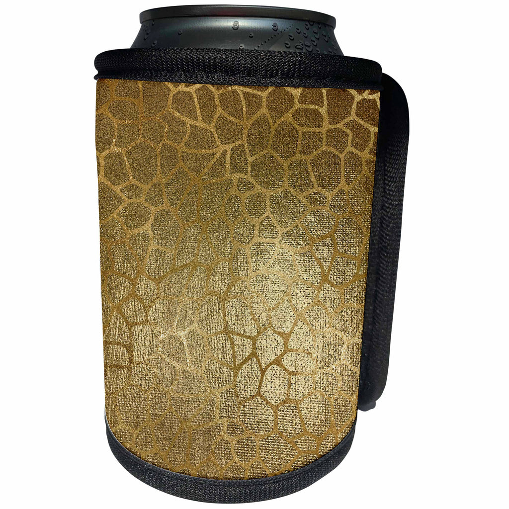 3dRose Anne Marie Baugh - Shades Of Gold - Glam Faux Gold On Gold Giraffe Print Pattern - Can Cooler Bottle Wrap (cc_254798)