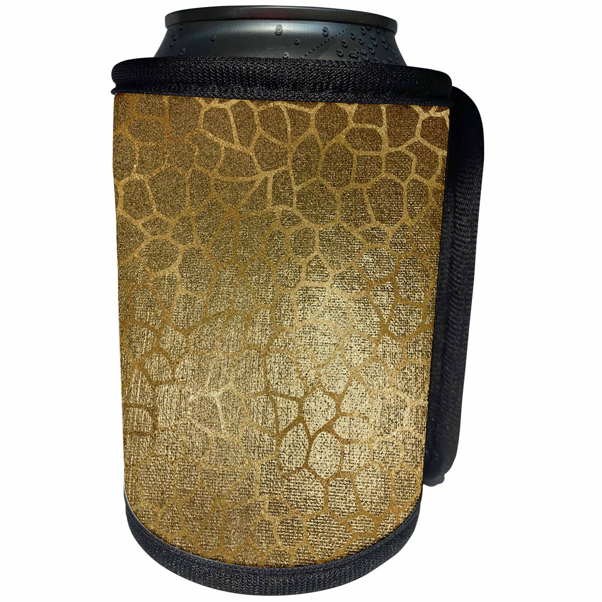 3dRose Anne Marie Baugh - Shades Of Gold - Glam Faux Gold On Gold Giraffe Print Pattern - Can Cooler Bottle Wrap (cc_254798)