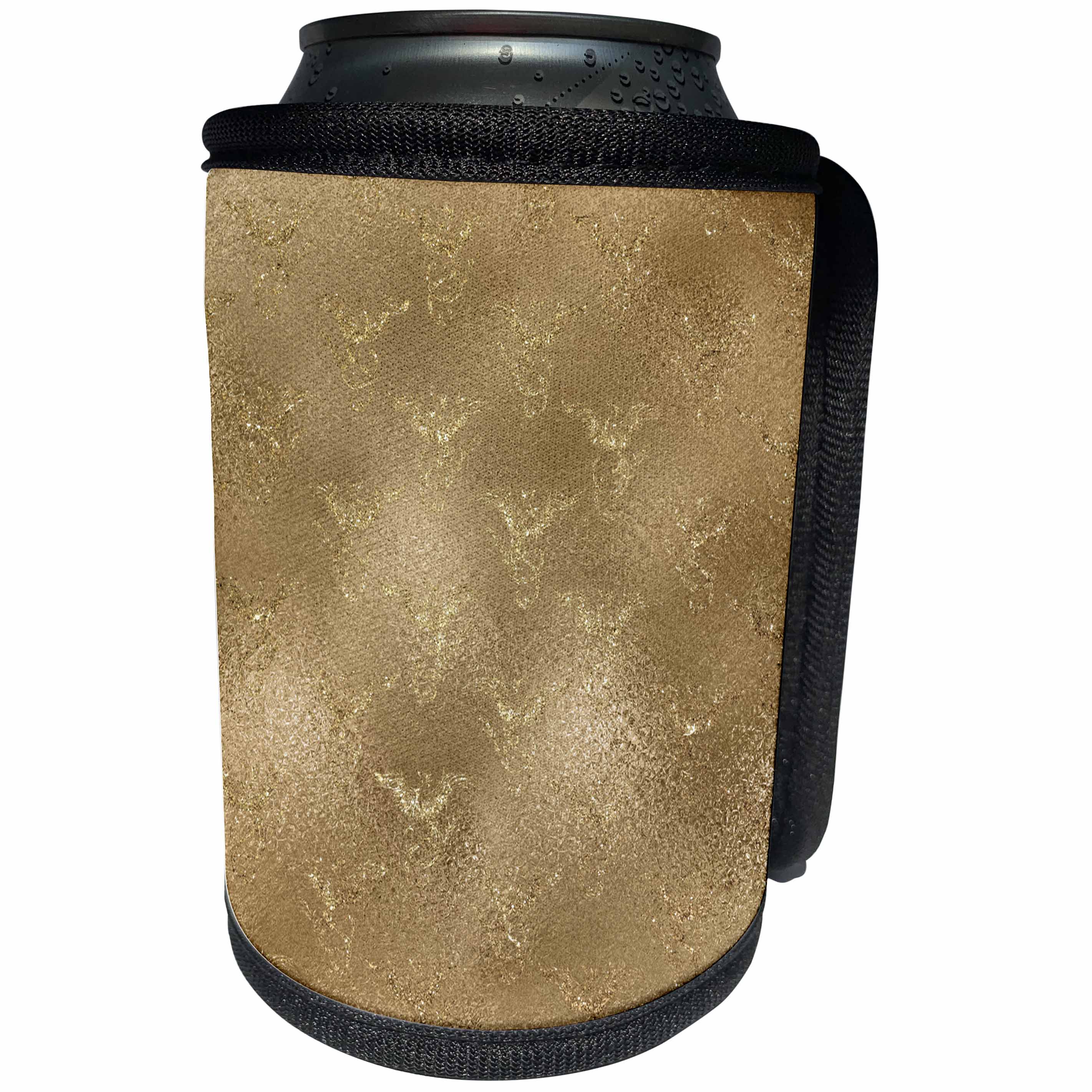 3dRose Anne Marie Baugh - Shades Of Gold - Distressed Faux Gold On Gold - Can Cooler Bottle Wrap (cc_254800)