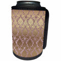 3dRose Anne Marie Baugh - Patterns - Pretty Faux Foil Pink and Gold Damask - Can Cooler Bottle Wrap (cc_254804)