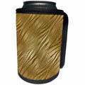 3dRose Anne Marie Baugh - Shades Of Gold - Pretty Gold On Gold Faux Foil Zebra Print Pattern - Can Cooler Bottle Wrap (cc_254813)