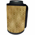 3dRose Anne Marie Baugh - Shades Of Gold - Pretty Gold On Gold Faux Foil Paisley Pattern - Can Cooler Bottle Wrap (cc_254815)