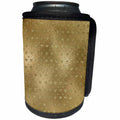 3dRose Anne Marie Baugh - Shades Of Gold - Pretty Gold On Gold Faux Foil Heart Pattern - Can Cooler Bottle Wrap (cc_254816)