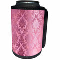 3dRose Anne Marie Baugh - Foil Patterns - Pretty Pink On Pink Faux Foil Damask Print Pattern - Can Cooler Bottle Wrap (cc_254821)