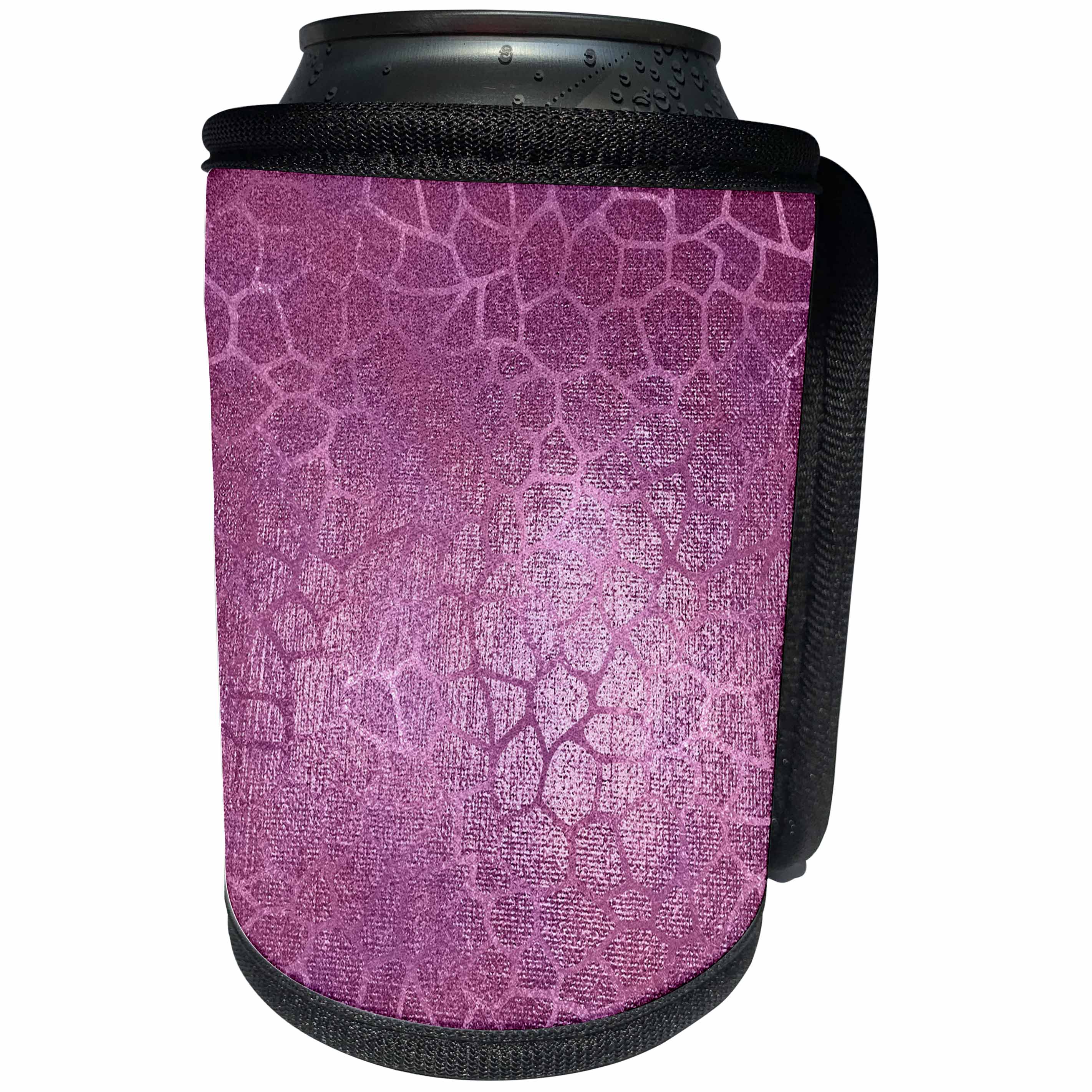 3dRose Anne Marie Baugh - Foil Patterns - Pretty Pink On Pink Faux Foil Giraffe Print Pattern - Can Cooler Bottle Wrap (cc_254825)