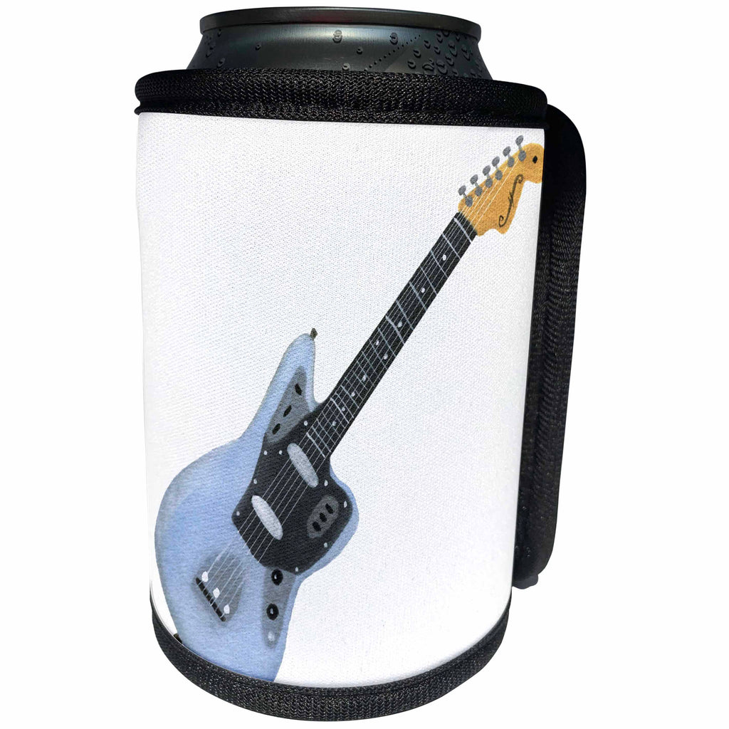 3dRose Anne Marie Baugh - Illustrations - Blue Guitar Illustration - Can Cooler Bottle Wrap (cc_254828)